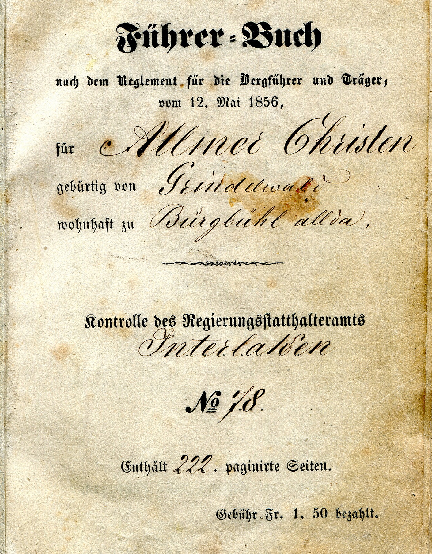Führerbuch Christian Almer